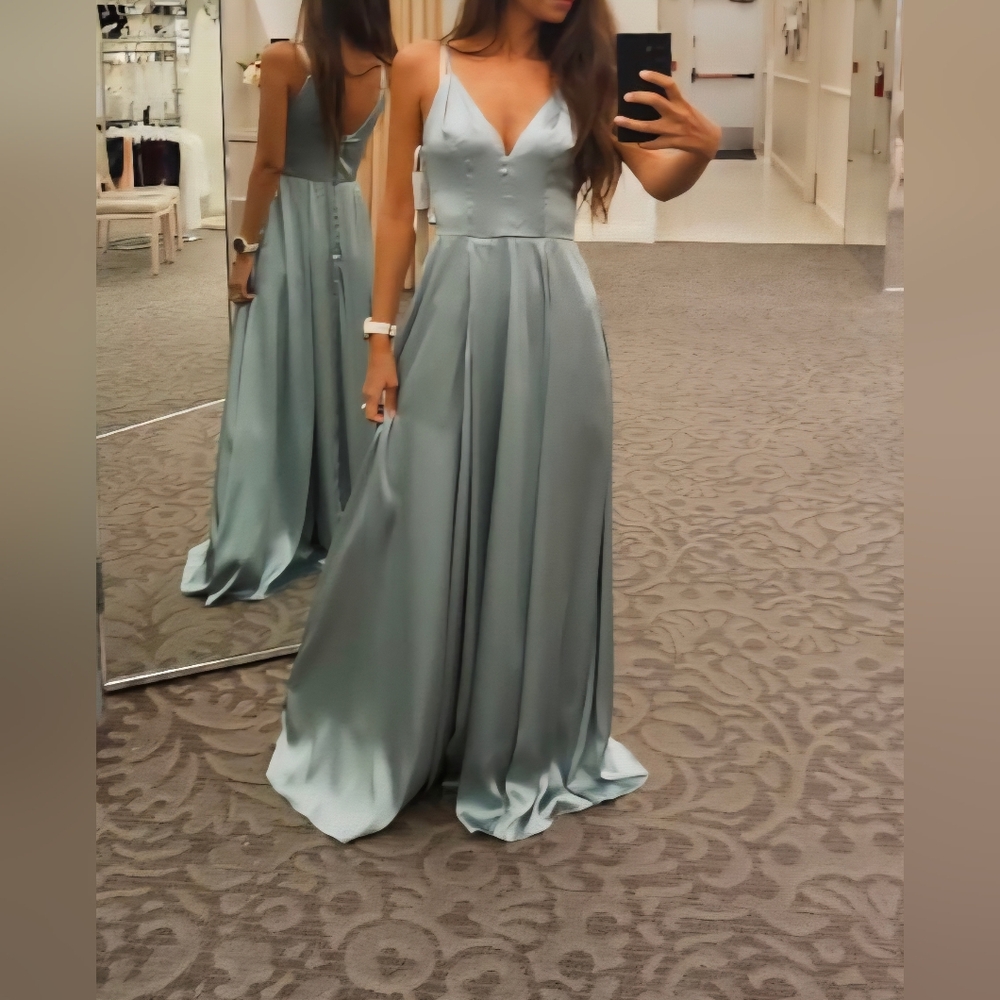 David's Bridal Dusty Sage Dress